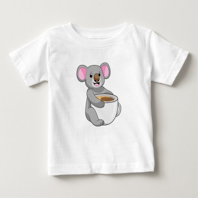 Koala mit Kaffee-Cup Baby T-shirt (Vorderseite)