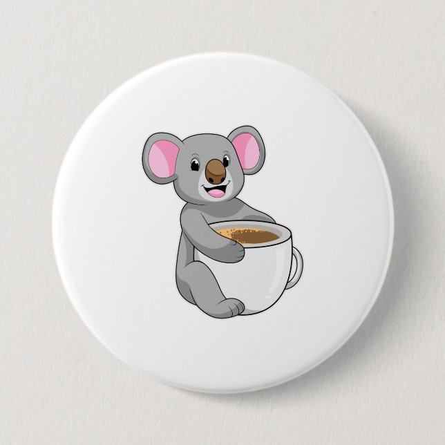 Koala mit Kaffee-Cup Button (Vorderseite)
