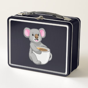 Koala mit Kaffee-Cup Metall Brotdose