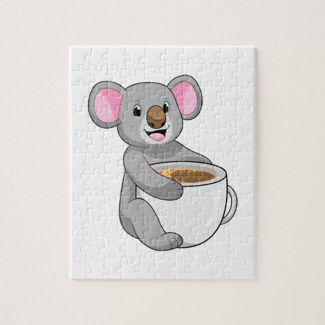 Koala mit Kaffee-Cup Puzzle (Vertikal)