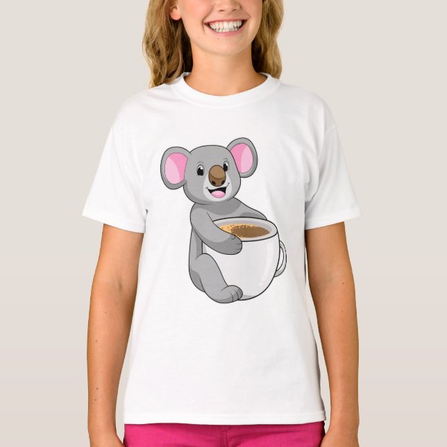 Koala mit Kaffee-Cup T-Shirt (Vorderseite)