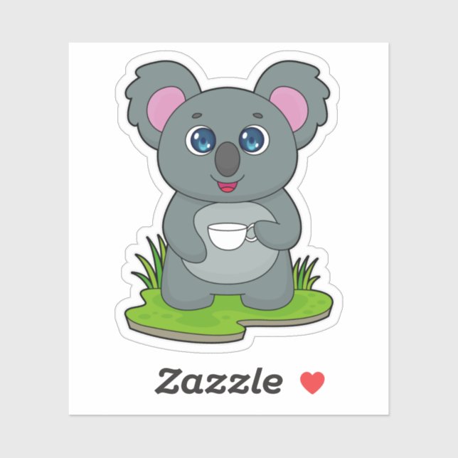 Koala mit Kaffeetasse Aufkleber (Blatt)