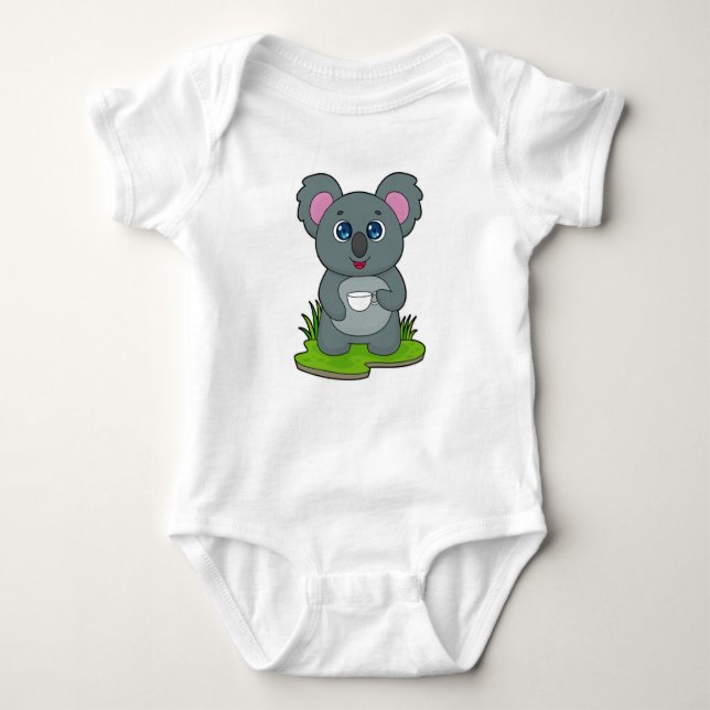 Koala mit Kaffeetasse Baby Strampler (Vorderseite)