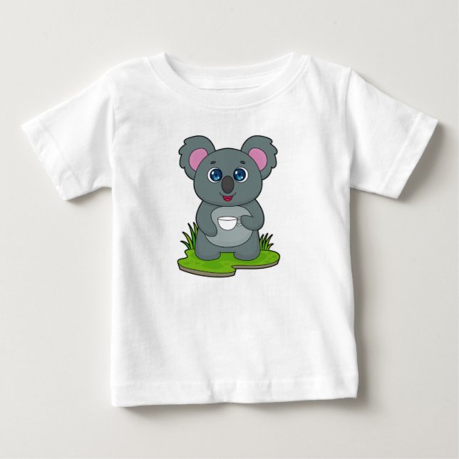 Koala mit Kaffeetasse Baby T-shirt (Vorderseite)