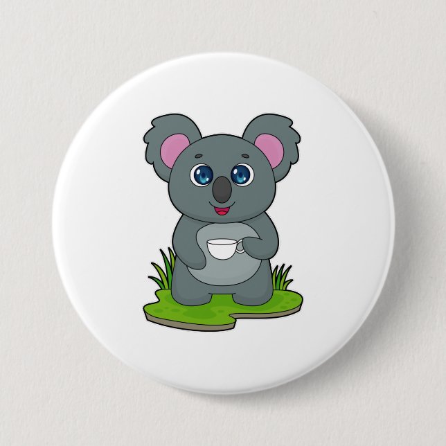Koala mit Kaffeetasse Button (Vorderseite)