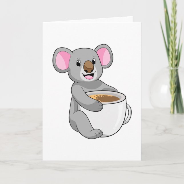 Koala mit Kaffeetasse Karte (Vorderseite)