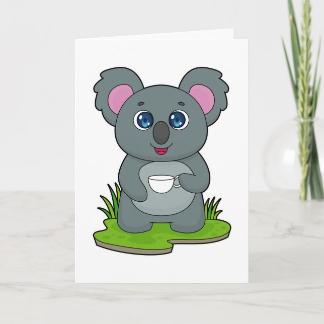 Koala mit Kaffeetasse Karte (Vorderseite)