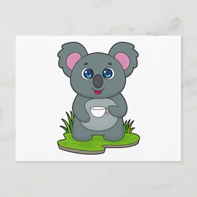 Koala mit Kaffeetasse Postkarte (Vorderseite)