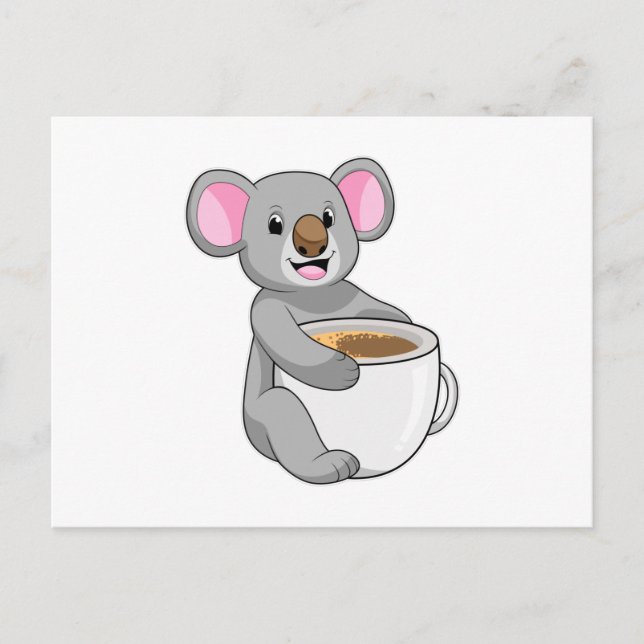 Koala mit Kaffeetasse Postkarte (Vorderseite)