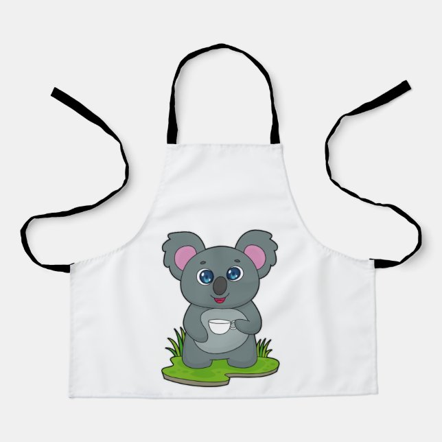 Koala mit Kaffeetasse Schürze (Vorderseite)