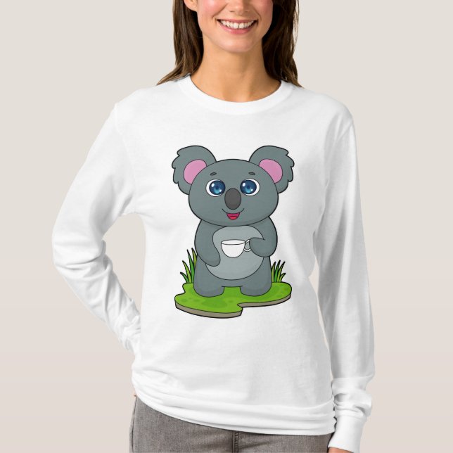 Koala mit Kaffeetasse T-Shirt (Vorderseite)