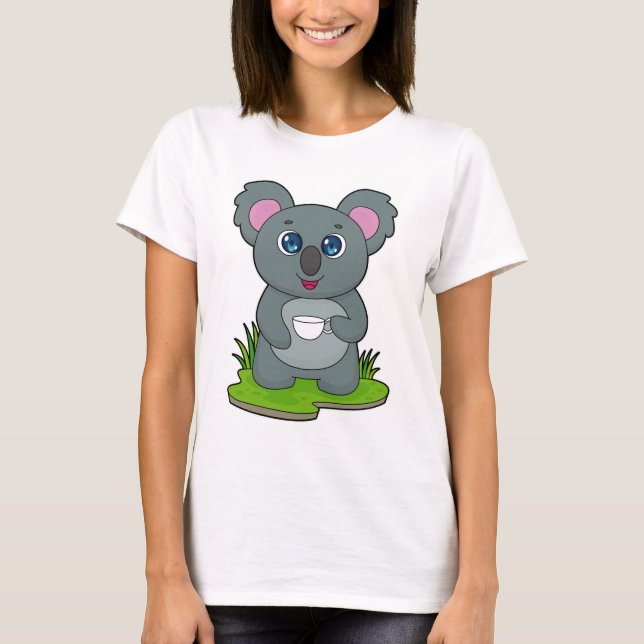 Koala mit Kaffeetasse T-Shirt (Vorderseite)