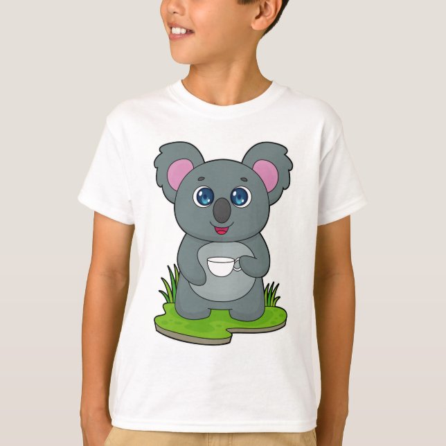 Koala mit Kaffeetasse T-Shirt (Vorderseite)