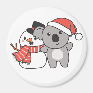 Koala mit Schneemann im Winter für Weihnachtsmagne Magnet