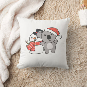 Koala mit Schneemann im Winter zu Weihnachten werf Kissen