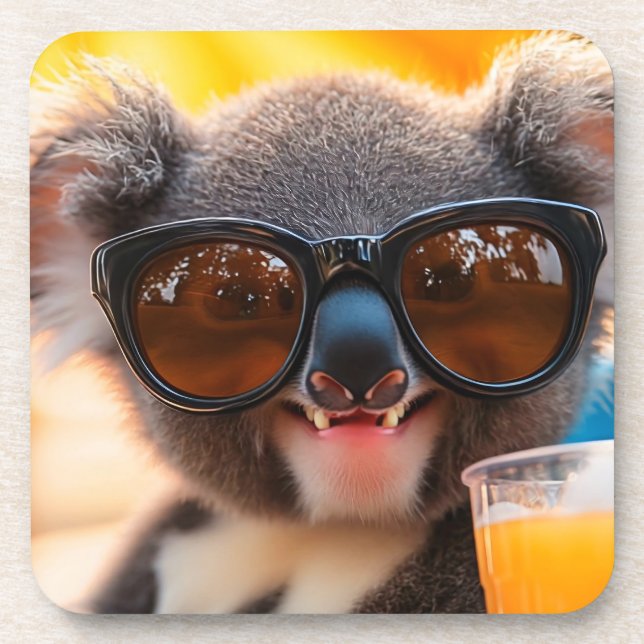 Koala mit Sommerfeeling Getränkeuntersetzer (Vorderseite)