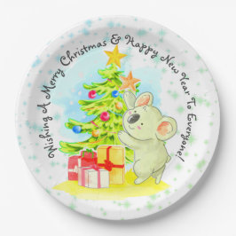 Koala mit Tree 9" Australisches WeihnachtsParty Pappteller