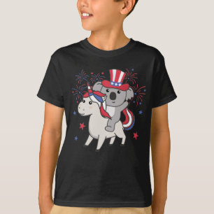 Koala mit Unicorn für Amerikanische Unabhängigkeit T-Shirt