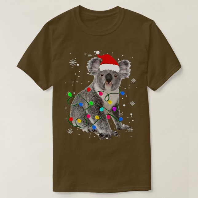 Koala mit Weihnachtslicht Weihnachtstiere Koal T-Shirt (Design vorne)