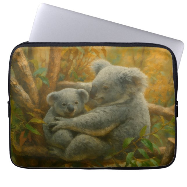 Koala Mutter und Joey im Herbst Canopy Laptopschutzhülle (Vorderseite)