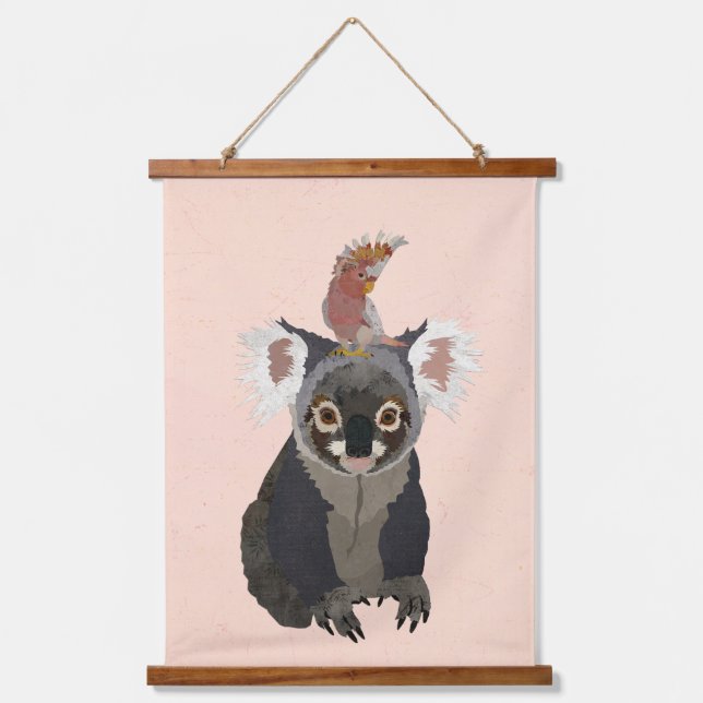 KOALA & Nymphensittich Wandteppich Mit Holzrahmen (Vorderseite)