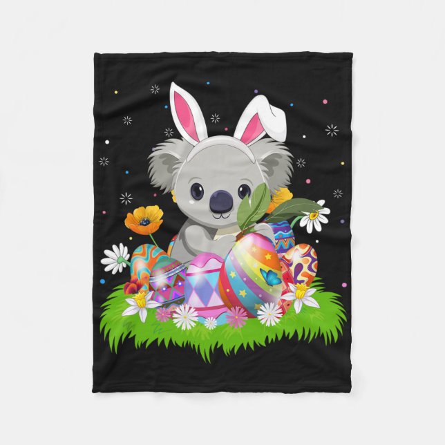Koala Ostereier Hunt Bunny Ear Koala Osterfeier Fleecedecke (Vorderseite)