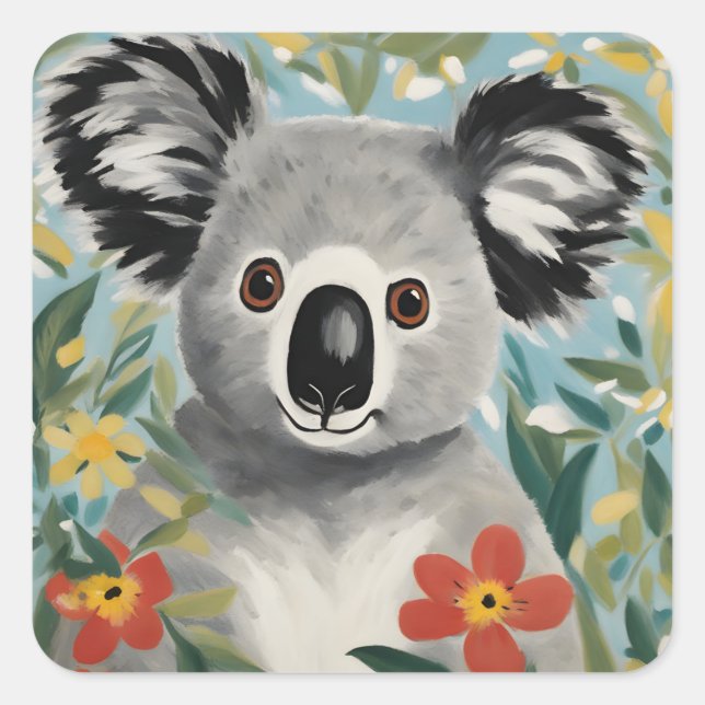 Koala Painting Quadratischer Aufkleber (Vorderseite)