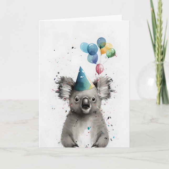 Koala Party Grußkarte Karte (Vorderseite)