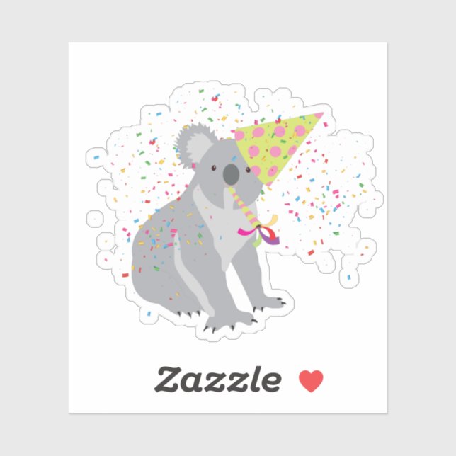 Koala Partying - Tiere mit Party Aufkleber (Blatt)