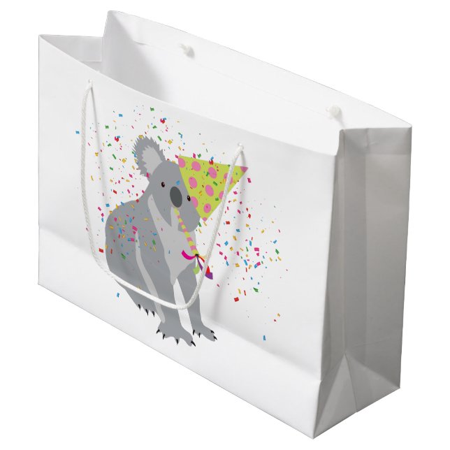 Koala Partying - Tiere mit Party Große Geschenktüte (Vorderseite Schrägansicht)