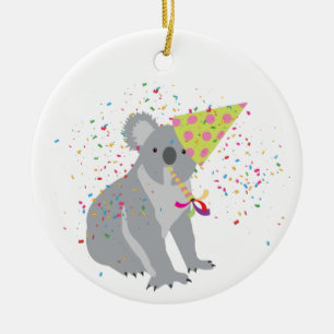Koala Partying - Tiere mit Party Keramik Ornament