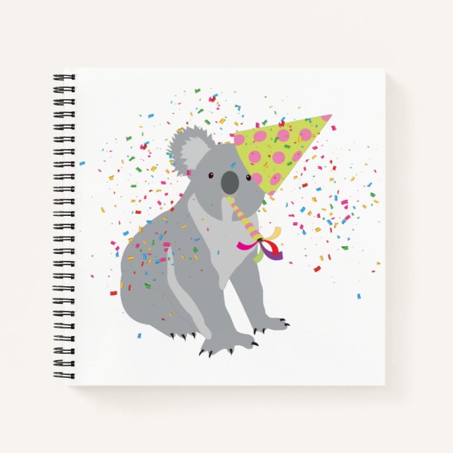 Koala Partying - Tiere mit Party Notizbuch (Vorderseite)