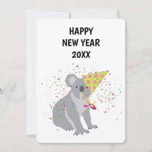 Koala Partying - Tierurlaub New Years Card Feiertagskarte