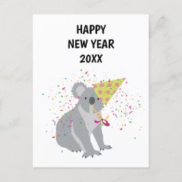 Koala Partying - Tierurlaub New Years Card Feiertagspostkarte