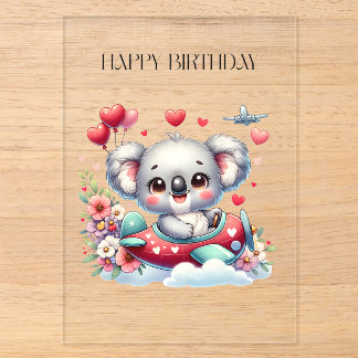 Koala-Pilot-Geburtstag Acryleinladungen
