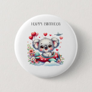 Koala-Pilot-Geburtstag Button