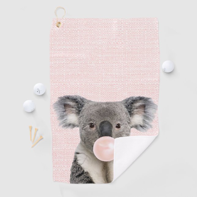 Koala Pink Bubble gum Golfhandtuch (Insitu)