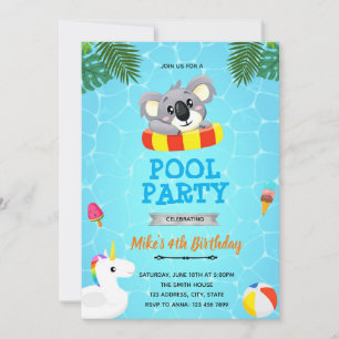 Koala-Poolparty-Einladung Einladung
