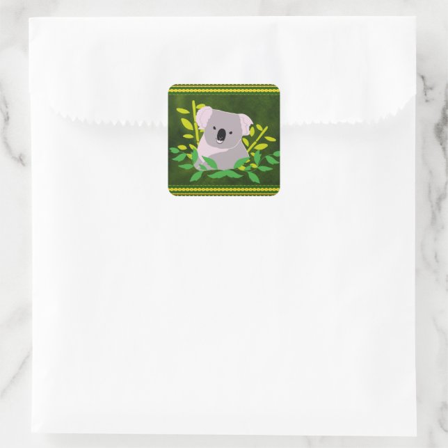 Koala Quadratischer Aufkleber (Tasche)