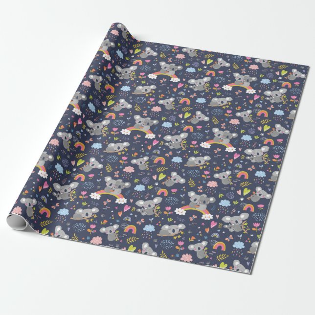 Koala Rainbow Liebe Pattern Geschenkpapier (Ungerollt)