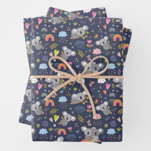 Koala Rainbow Liebe Pattern Geschenkpapier Set