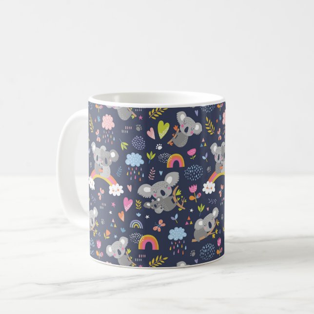 Koala Rainbow Liebe Pattern Kaffeetasse (Vorderseite Links)