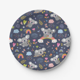 Koala Rainbow Liebe Pattern Pappteller