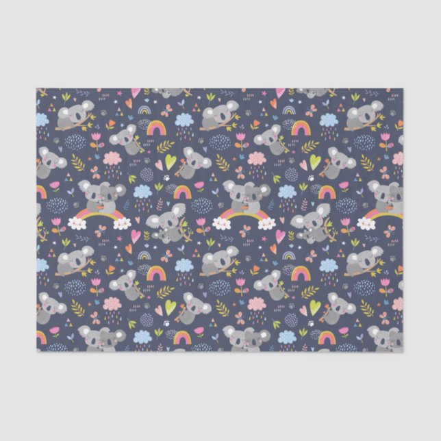 Koala Rainbow Liebe Pattern Seidenpapier (Vorderseite)