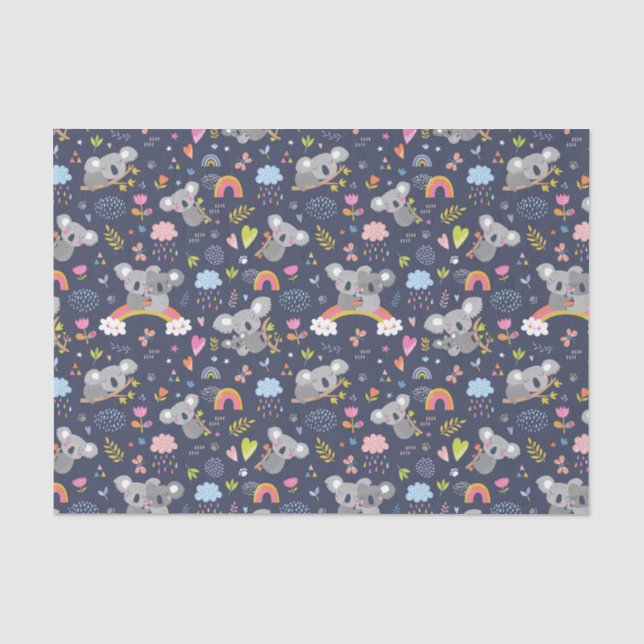 Koala Rainbow Liebe Pattern Seidenpapier (Vorderseite)