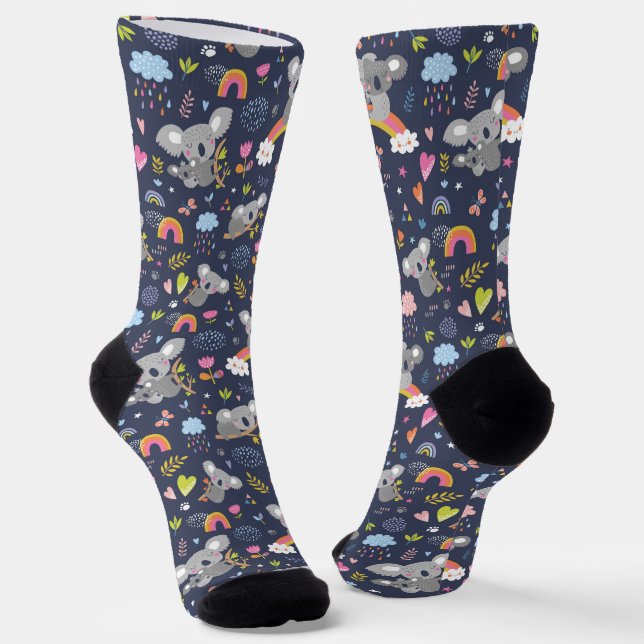 Koala Rainbow Liebe Pattern Socken (Gewinkelt)