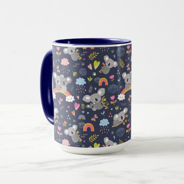 Koala Rainbow Liebe Pattern Tasse (Vorderseite Links)