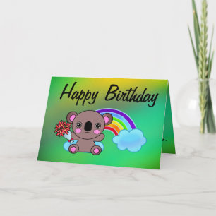 Koala Rainbow Magical Birthday Wishes Karte