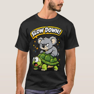 Koala reitet auf einer Schildkröte Lustiges Tier T-Shirt