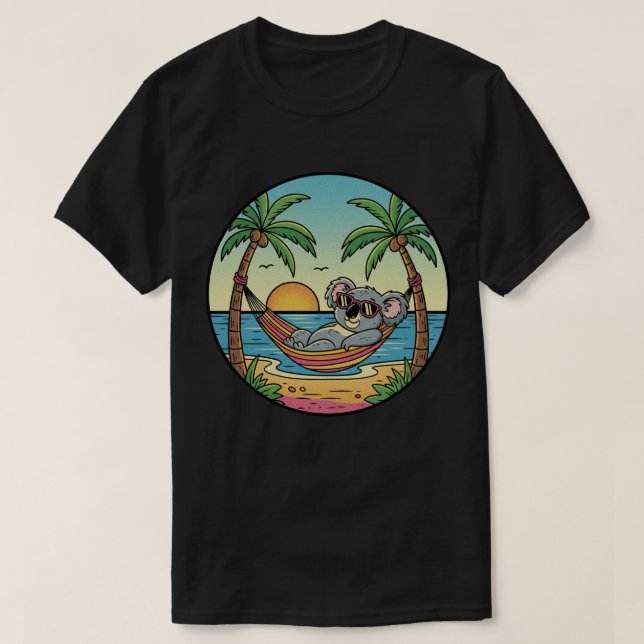 Koala Relaxen am Strand Hammock - Tropical Vacatio T-Shirt (Design vorne)